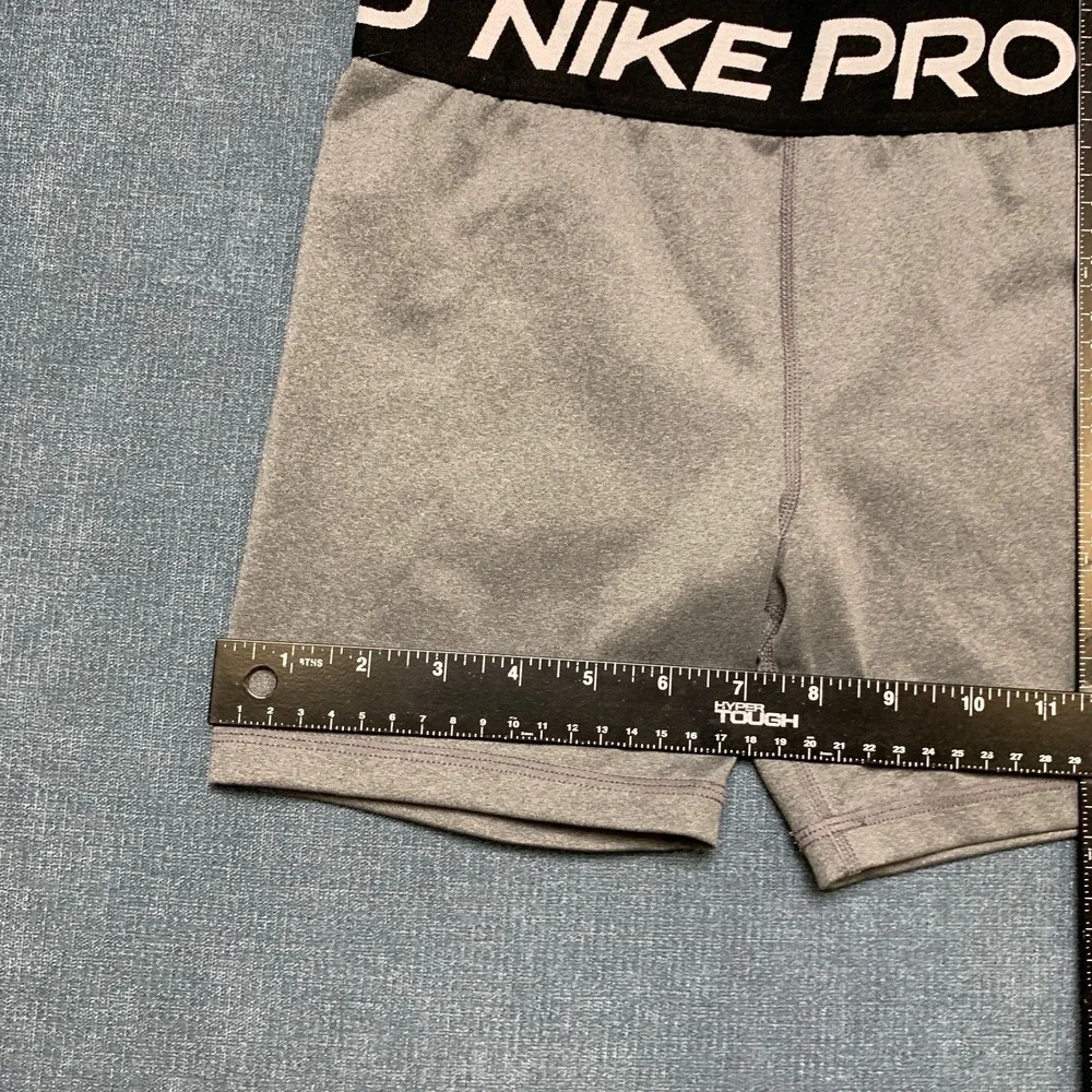 Nike Pro Shorts Girls 23 Heather Gray Dri Fit Training Technology High Waist